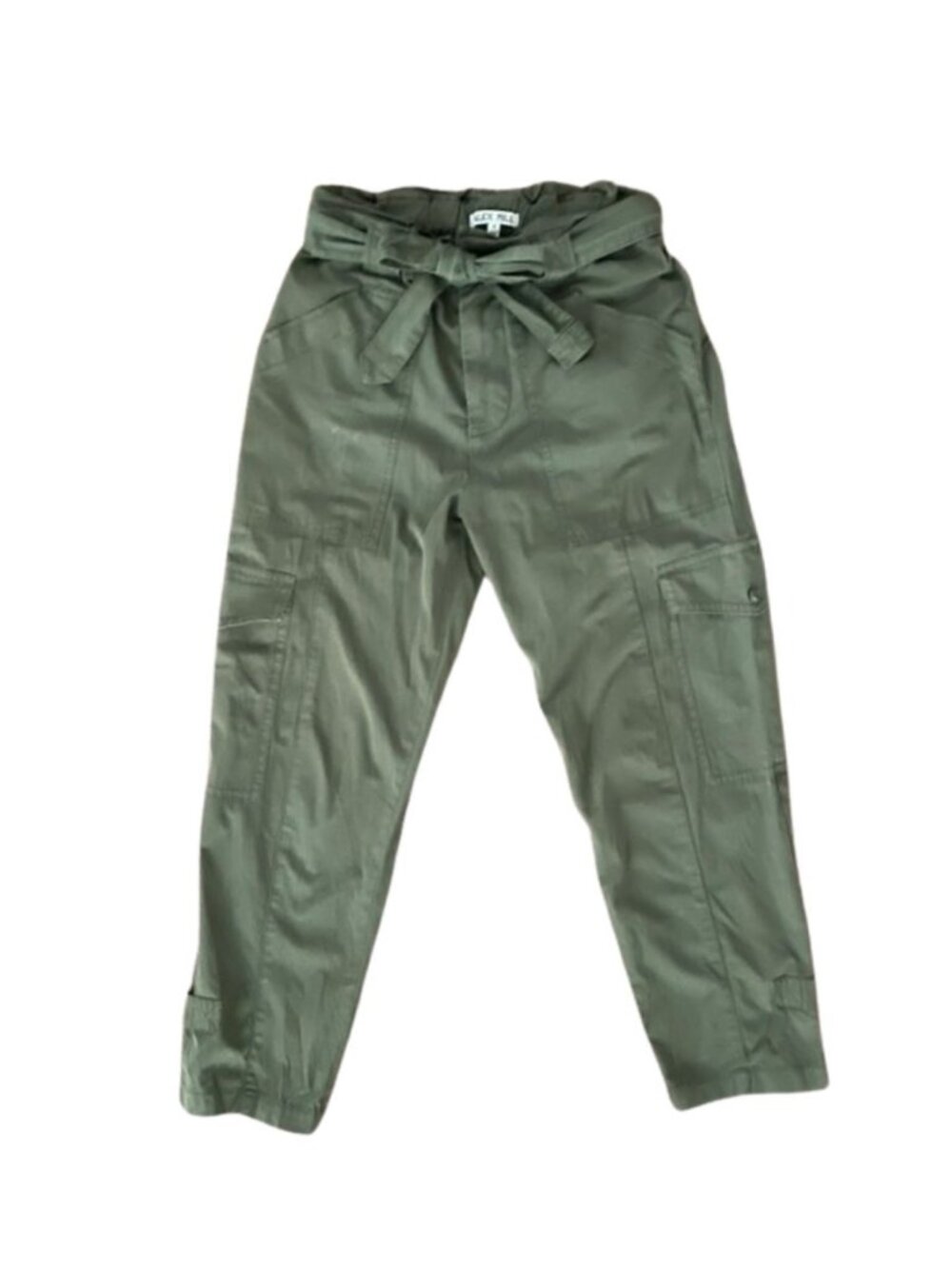 🛠️ Alex Mill Army Green High-Waisted Utility Cargo Casual Pants, Size: 6